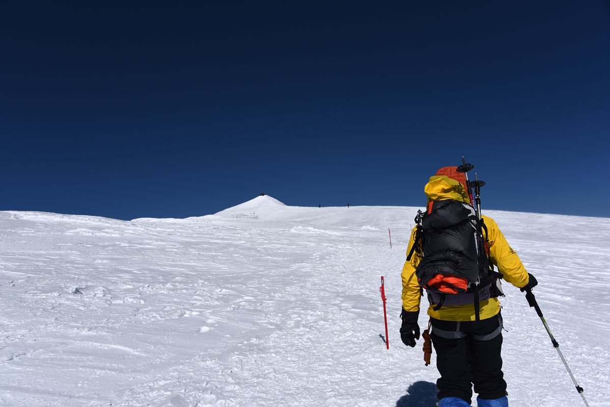 10B Guide Liza Pahl Leads The Way Across The Mount Elbrus West Peak Summit Plateau To The Higher North Peak